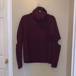 Burgandy colored sweater with elbow cutouts sz S